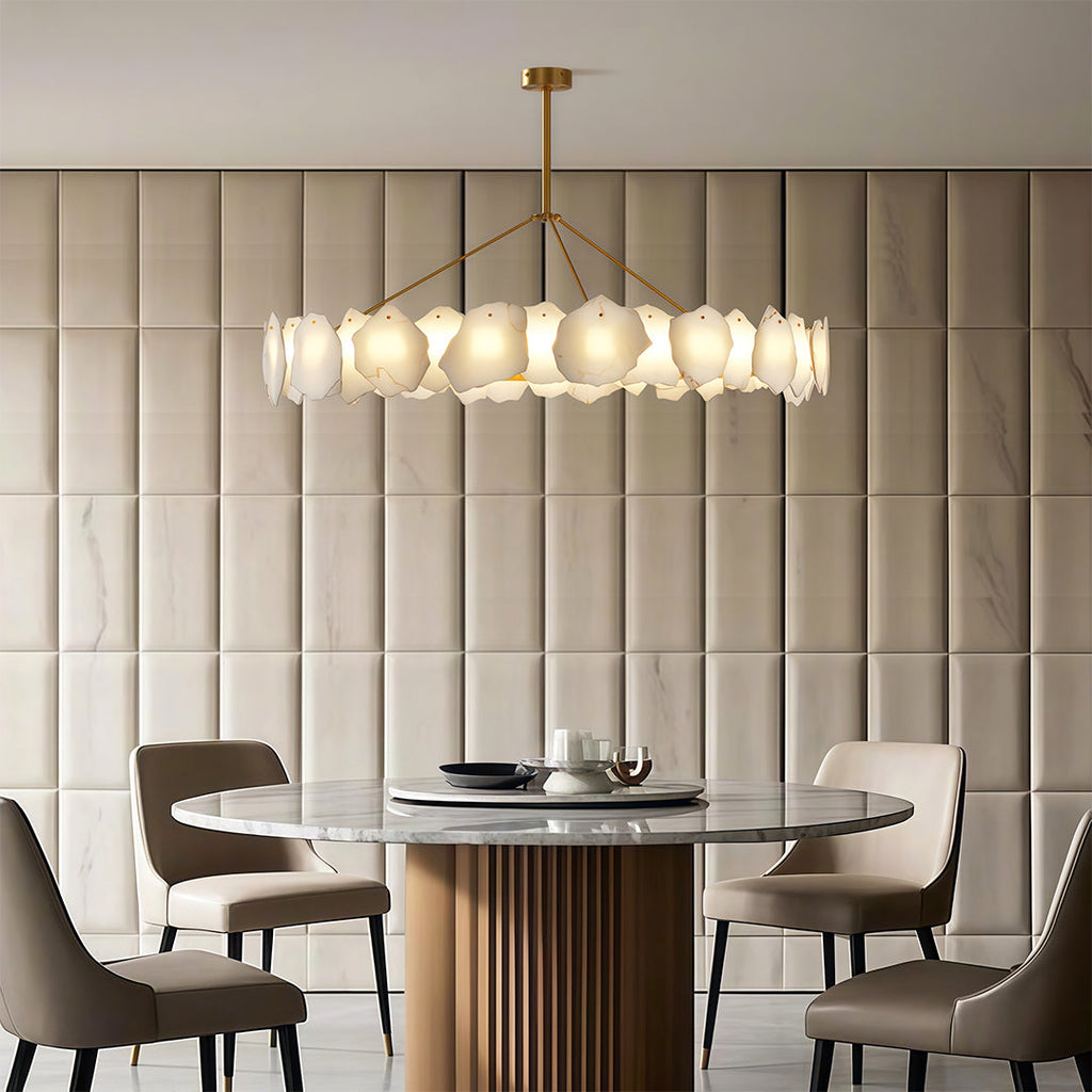 Premium LED Cloud Stone Chandelier with Full Copper Ceiling Fixture
