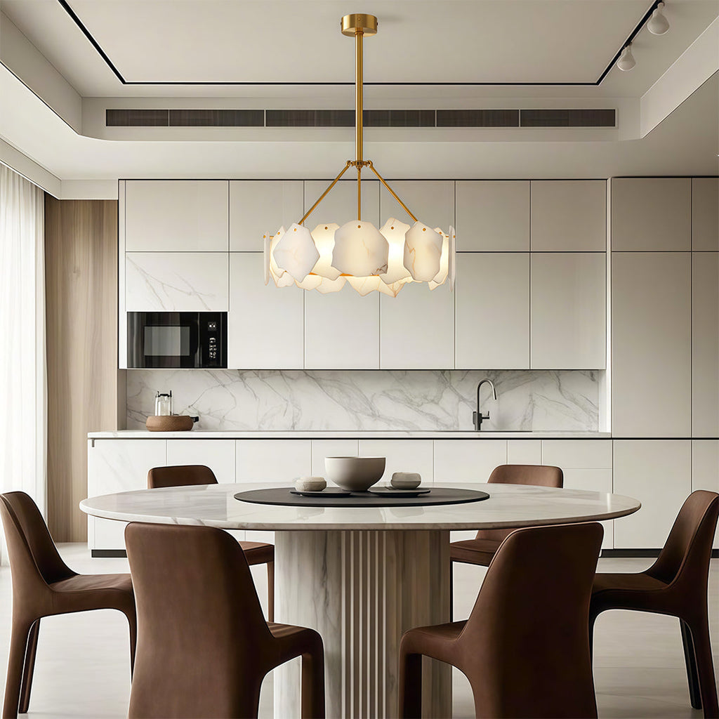 Premium LED Cloud Stone Chandelier with Full Copper Ceiling Fixture