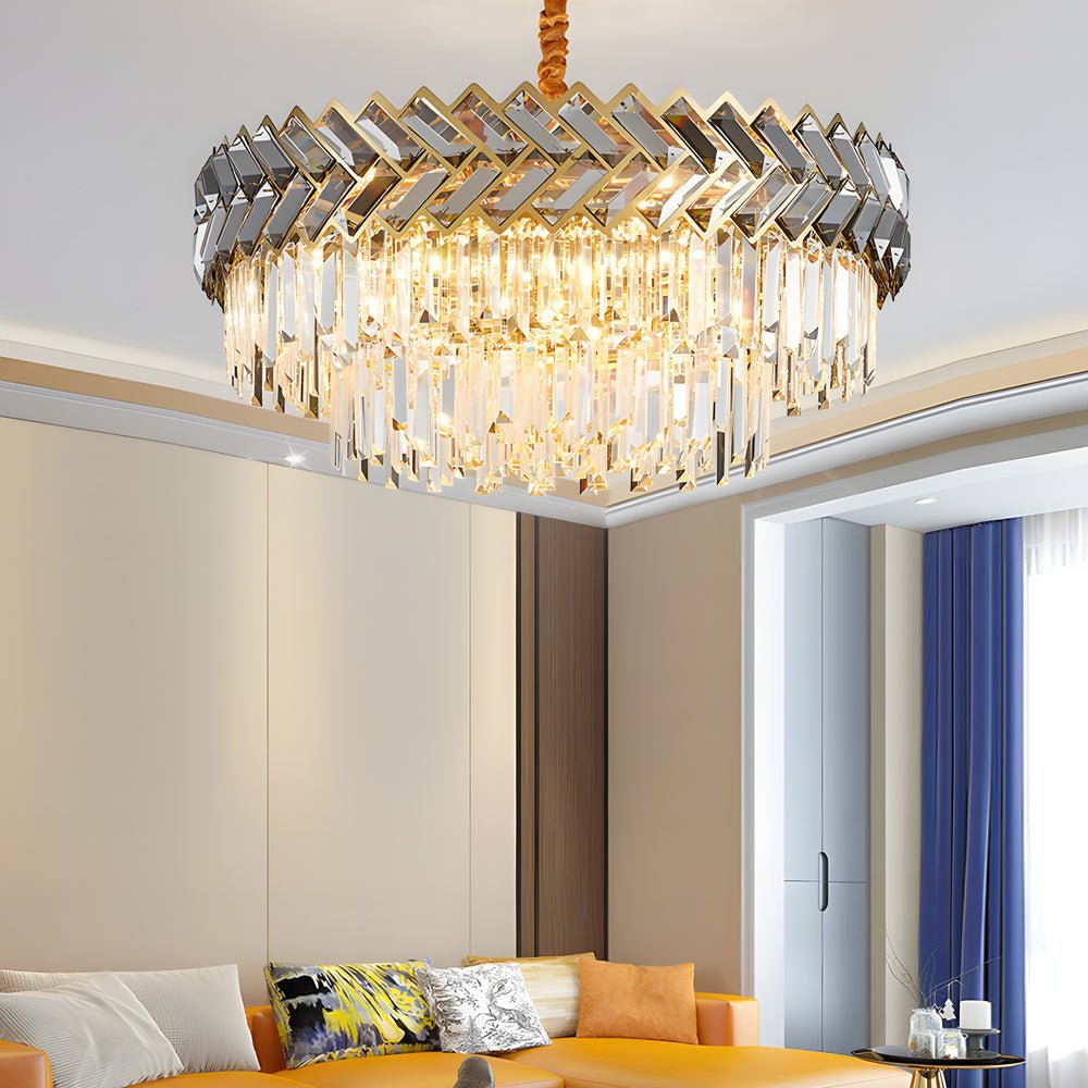 Premium LED Dimmable Crystal Chandelier for Dining Room - Round & Rectangle Options