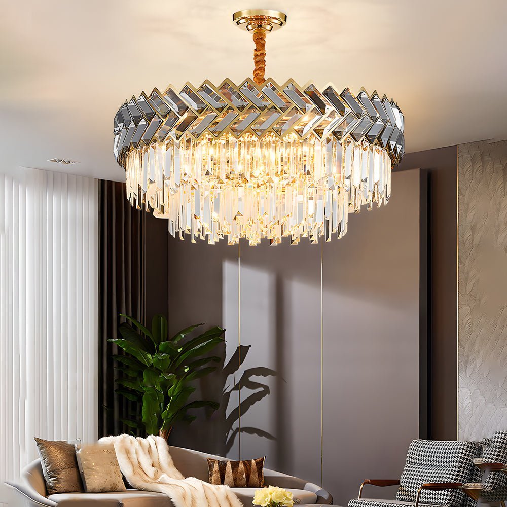 Premium LED Dimmable Crystal Chandelier for Dining Room - Round & Rectangle Options
