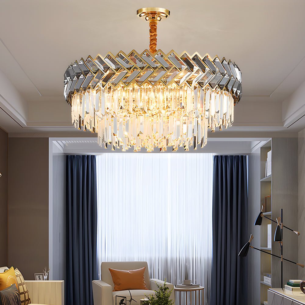 Premium LED Dimmable Crystal Chandelier for Dining Room - Round & Rectangle Options