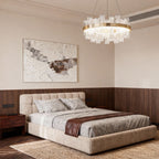 Contemporary LED Chandelier with Crackled Glass Shade