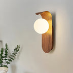 Mid-Century Minimalist Wood Grain LED Wall Lights