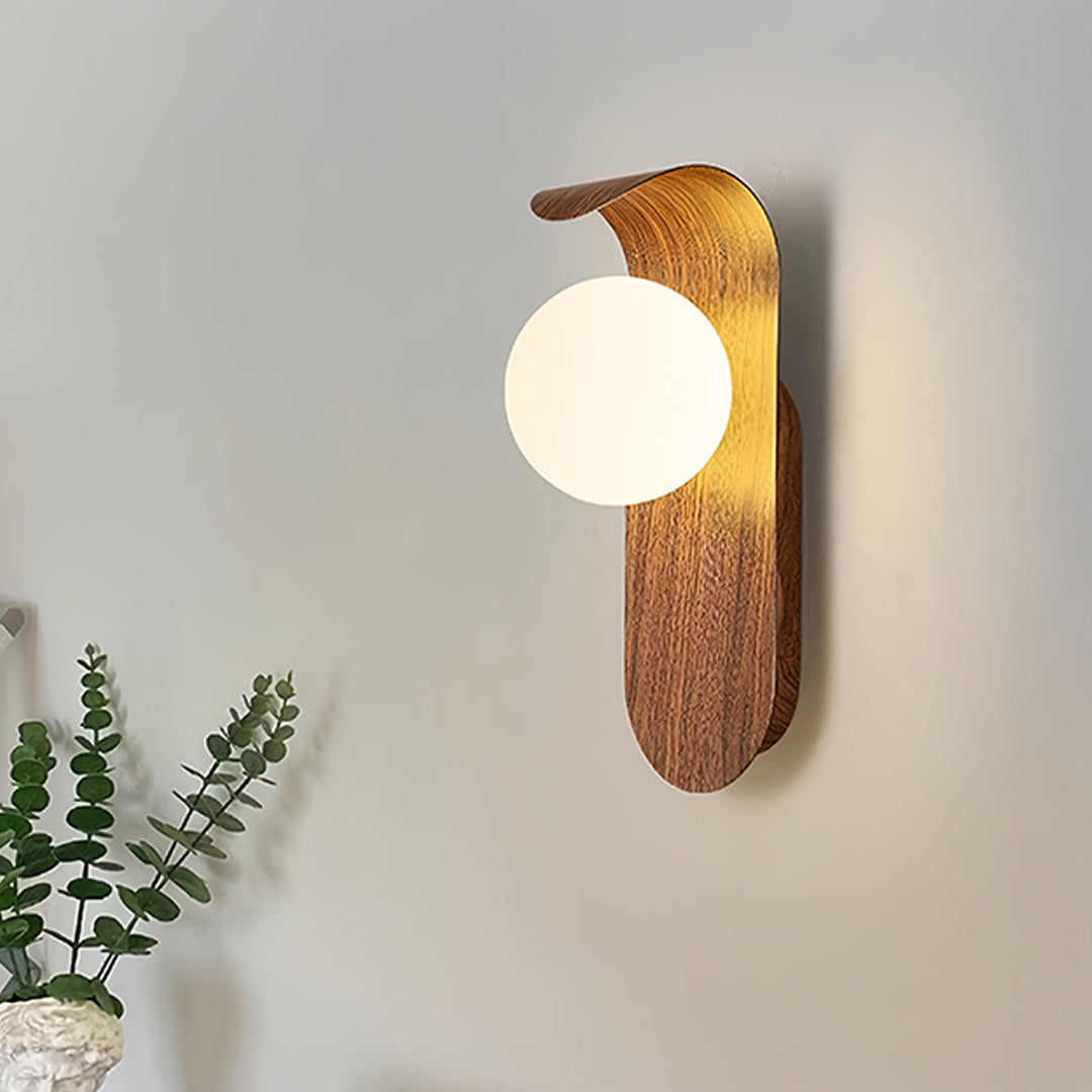 Mid-Century Minimalist Wood Grain LED Wall Lights