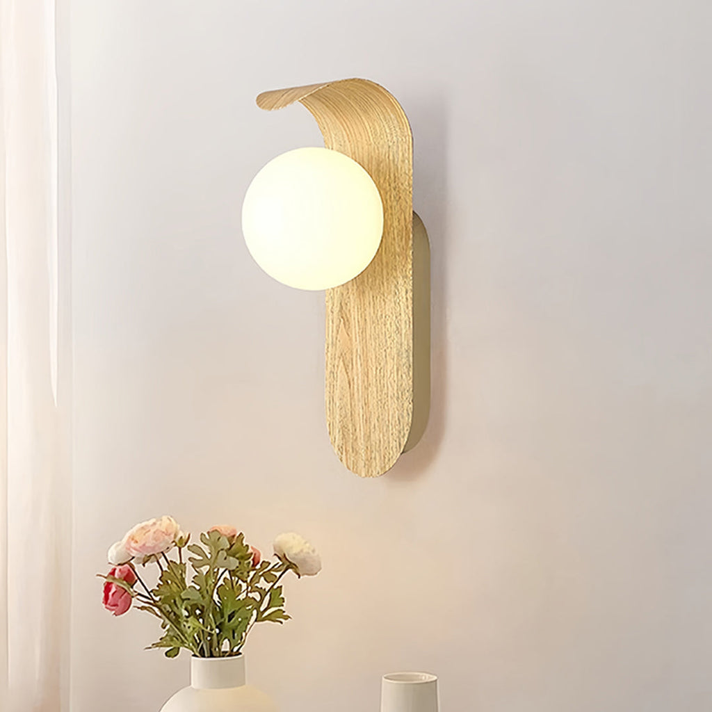 Mid-Century Minimalist Wood Grain LED Wall Lights