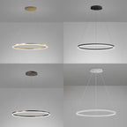 Modern Black LED Ring Chandelier - Aluminum Ceiling Light