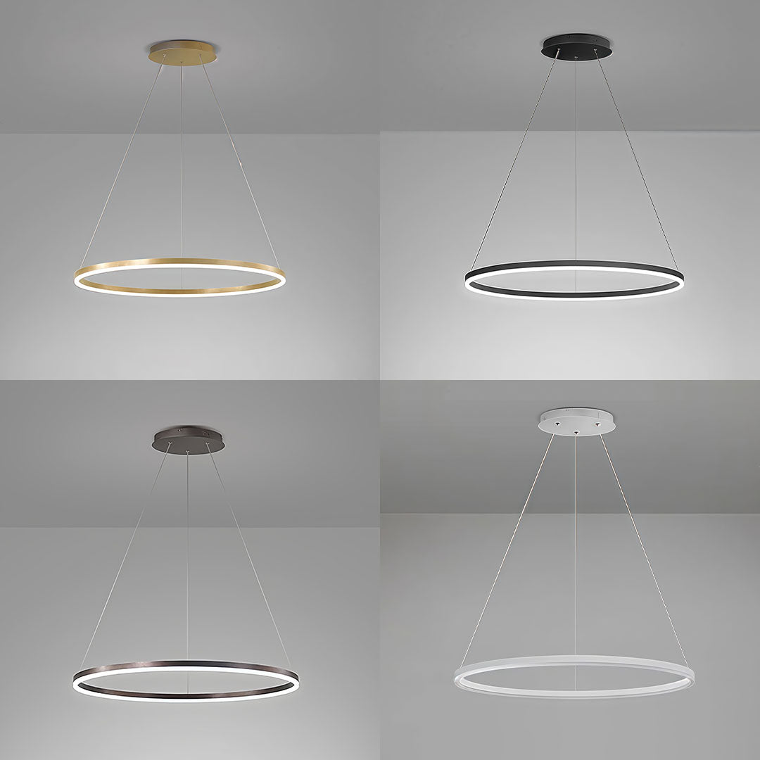 Modern Black LED Ring Chandelier - Aluminum Ceiling Light