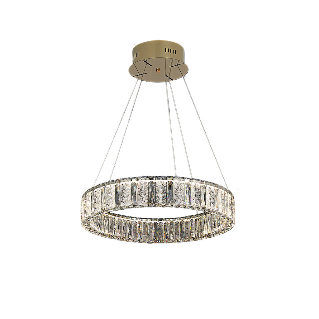 Premium LED Crystal Ring Chandelier in Stainless Steel