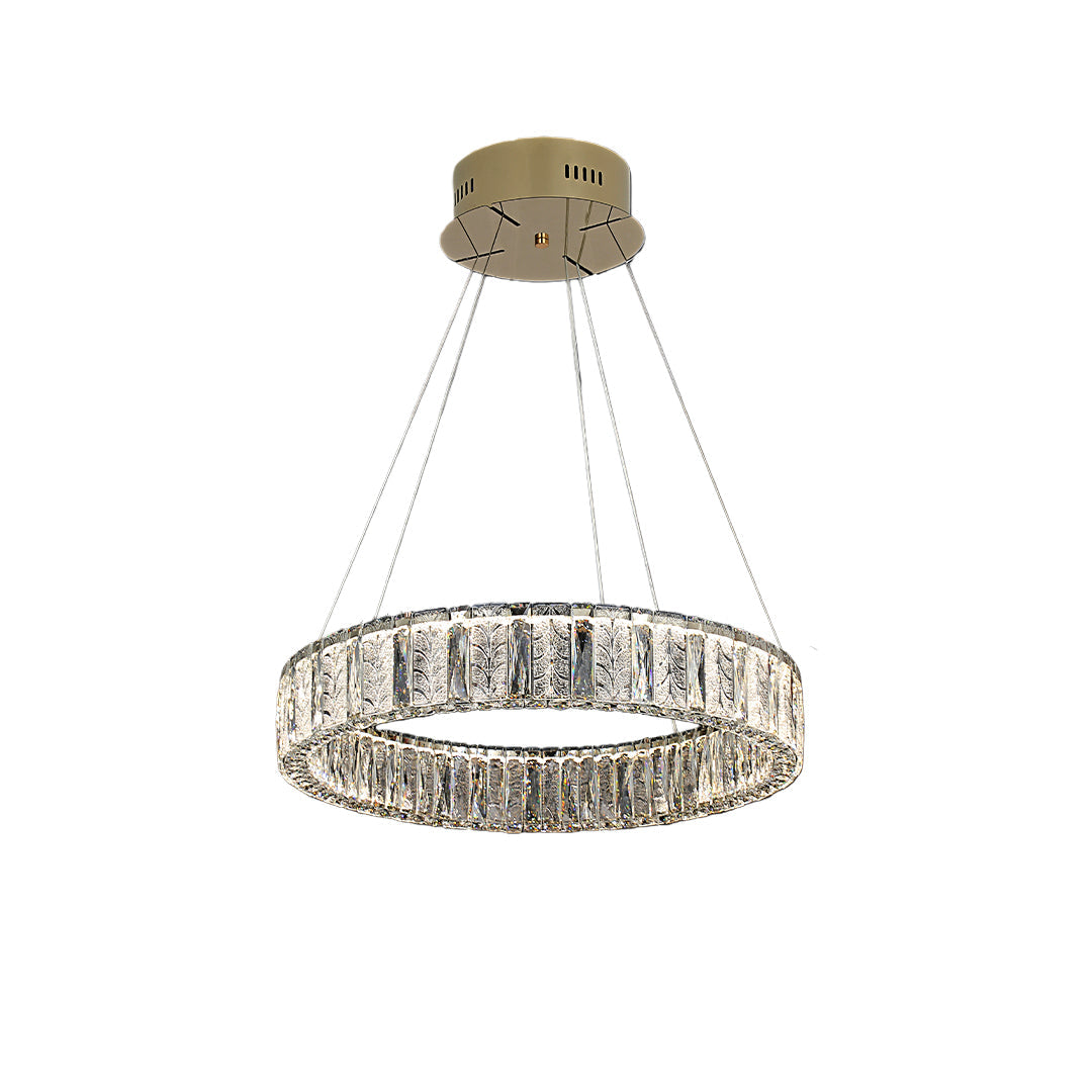 Premium LED Crystal Ring Chandelier in Stainless Steel