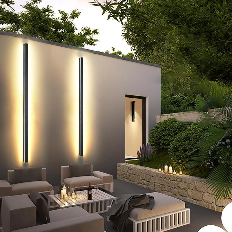 Minimalist Black LED Linear Outdoor Wall Sconce