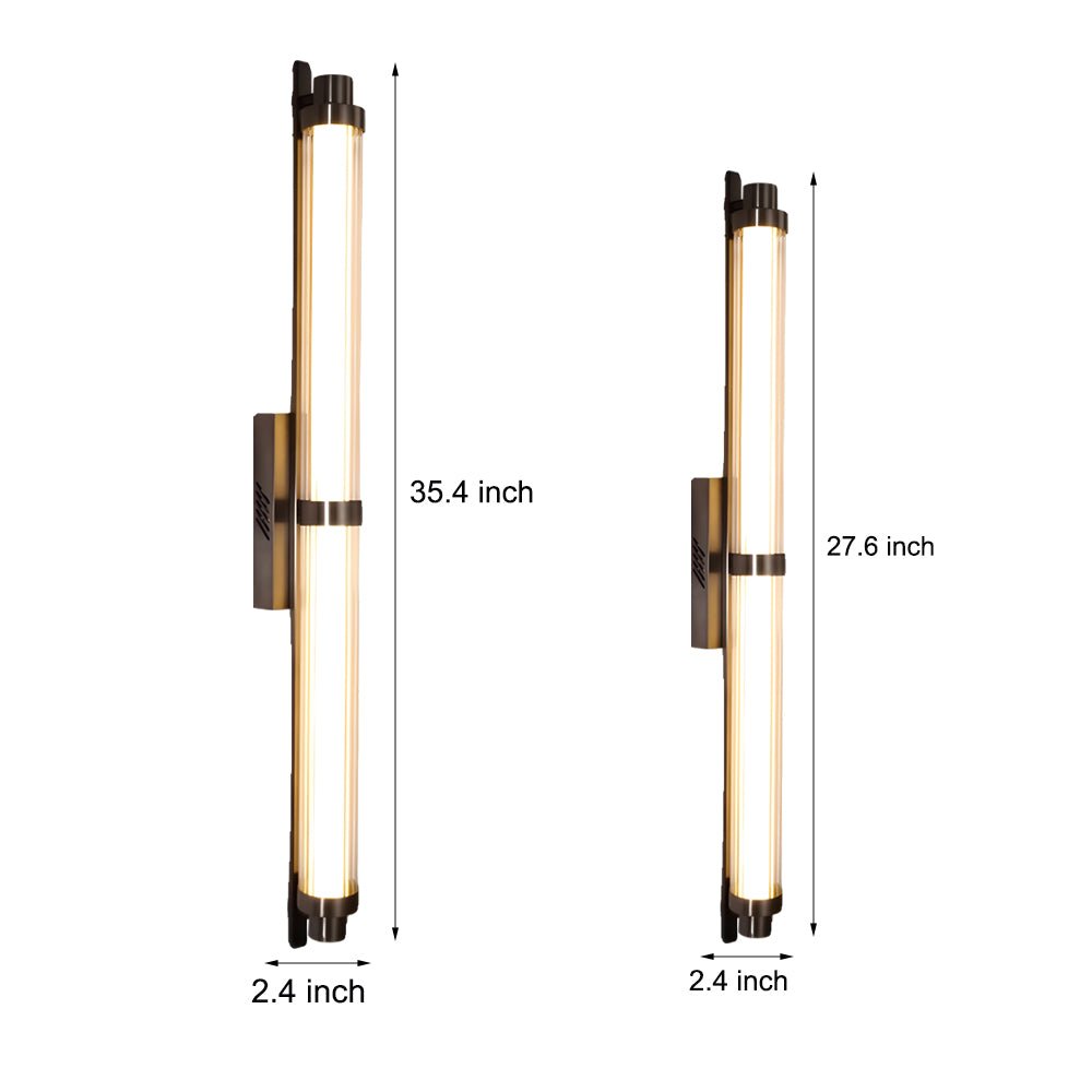 Premium Acrylic Tube LED Wall Sconce - Modern Metallic Design, 27.55''/35.43''