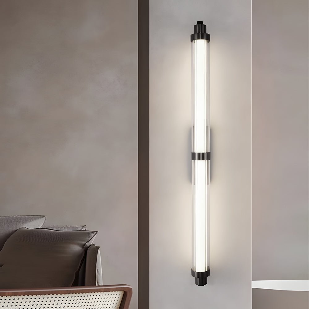 Premium Acrylic Tube LED Wall Sconce - Modern Metallic Design, 27.55''/35.43''