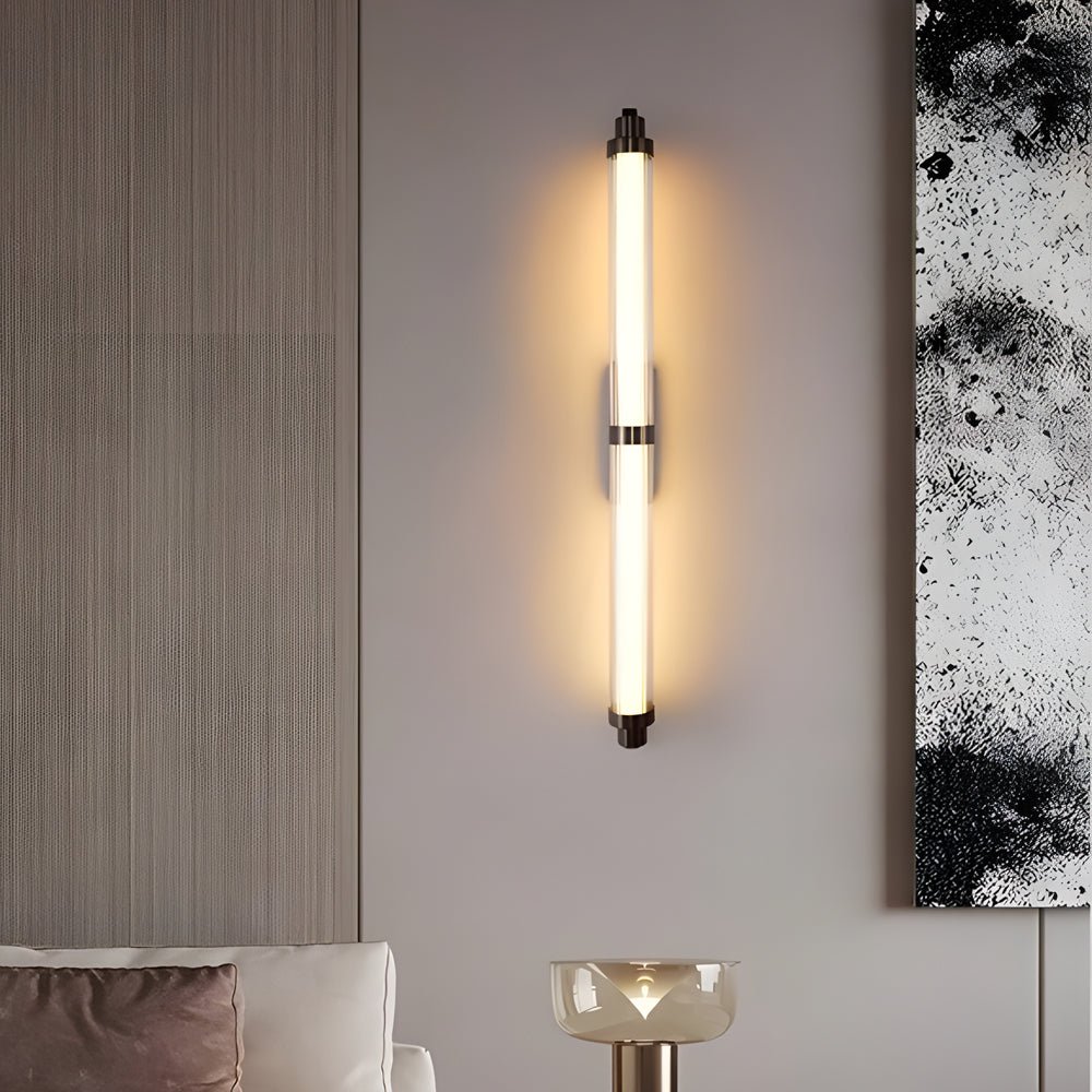 Premium Acrylic Tube LED Wall Sconce - Modern Metallic Design, 27.55''/35.43''