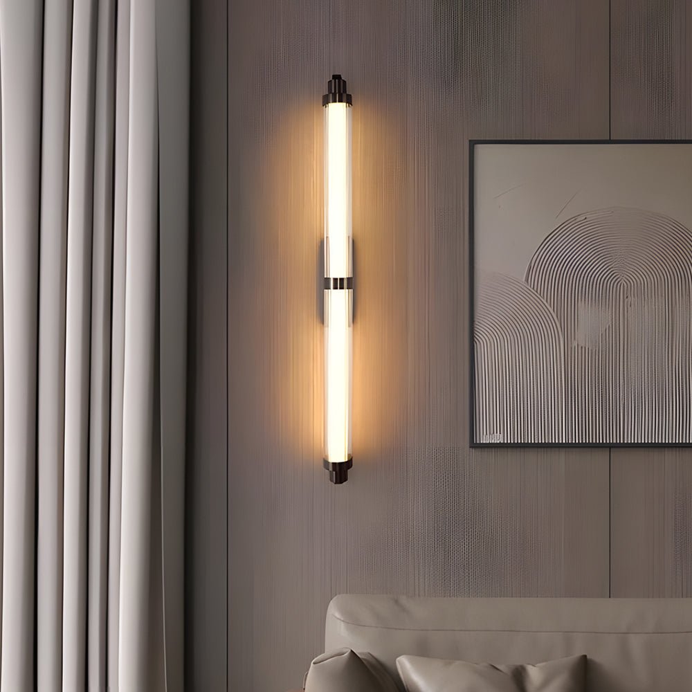 Premium Acrylic Tube LED Wall Sconce - Modern Metallic Design, 27.55''/35.43''