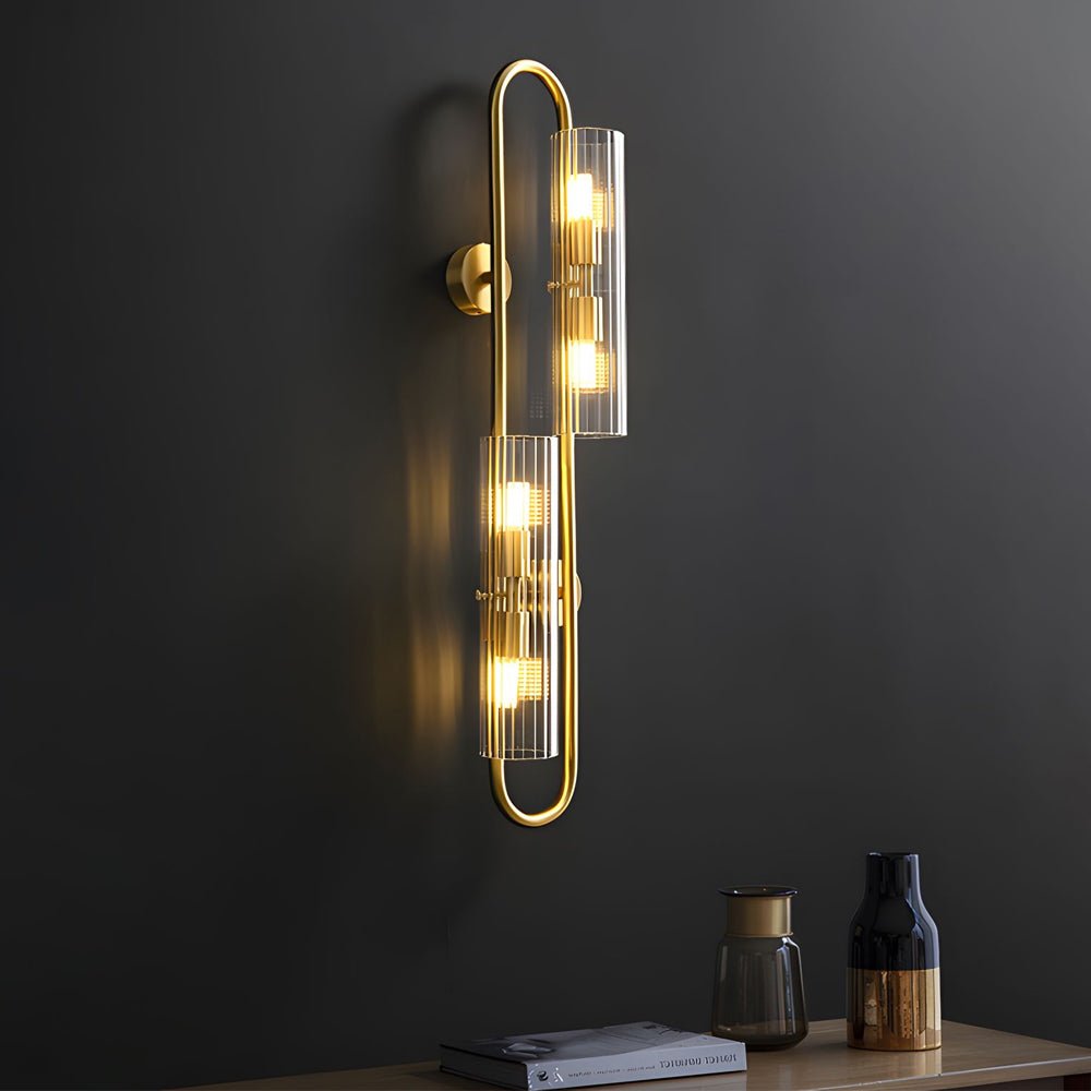 Elegant 4-Light Oval Brass Wall Sconce with Clear Glass Shade