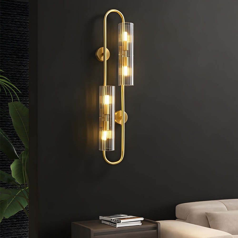Elegant 4-Light Oval Brass Wall Sconce with Clear Glass Shade