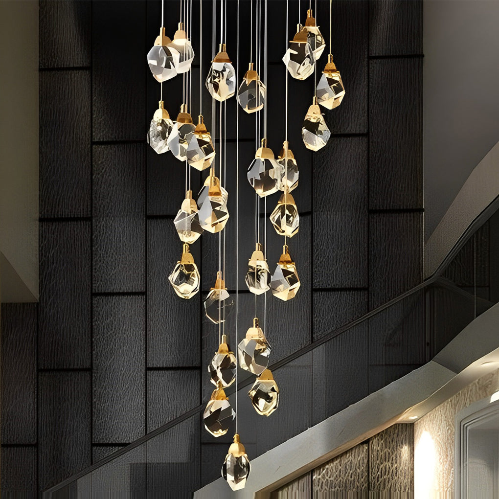 Modern Spiral Crystal Chandelier for High Ceilings
