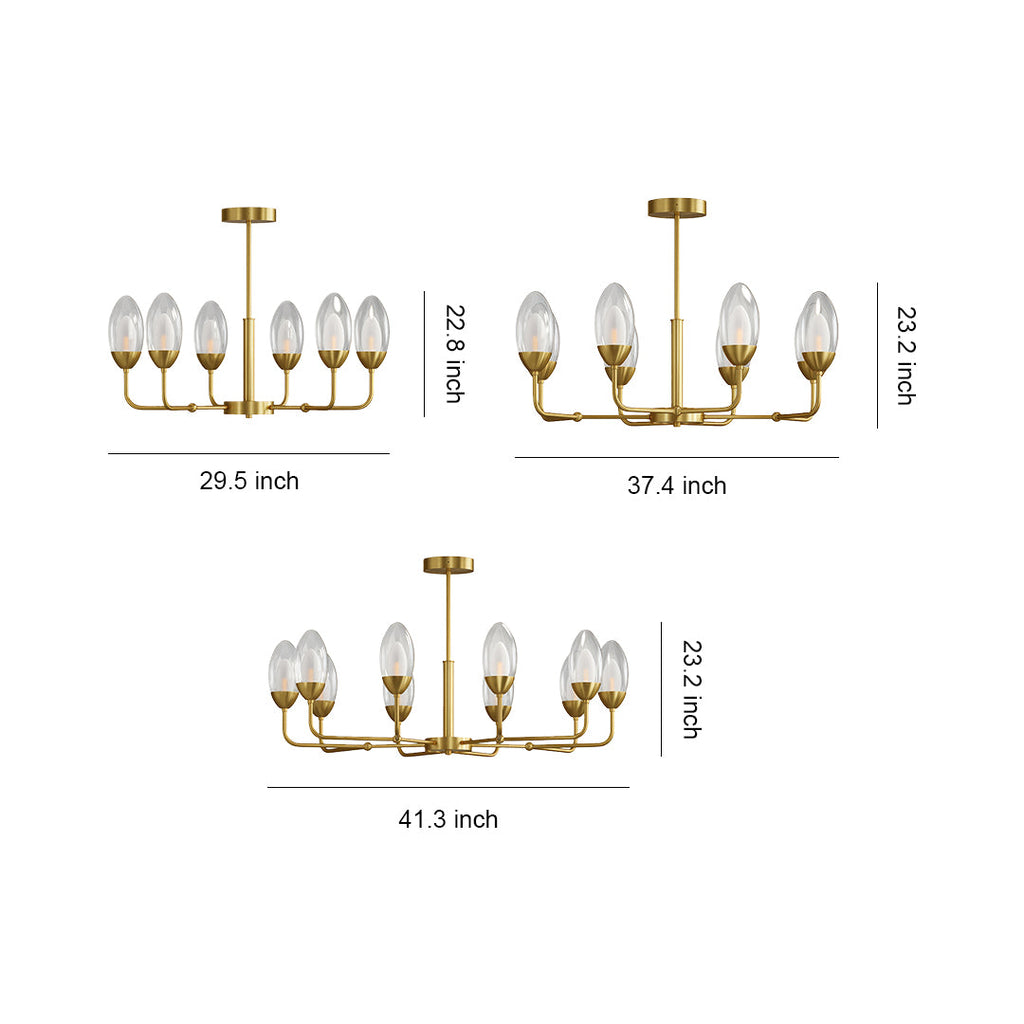 Luxury Copper Minimalist Chandelier - Modern Ceiling Light