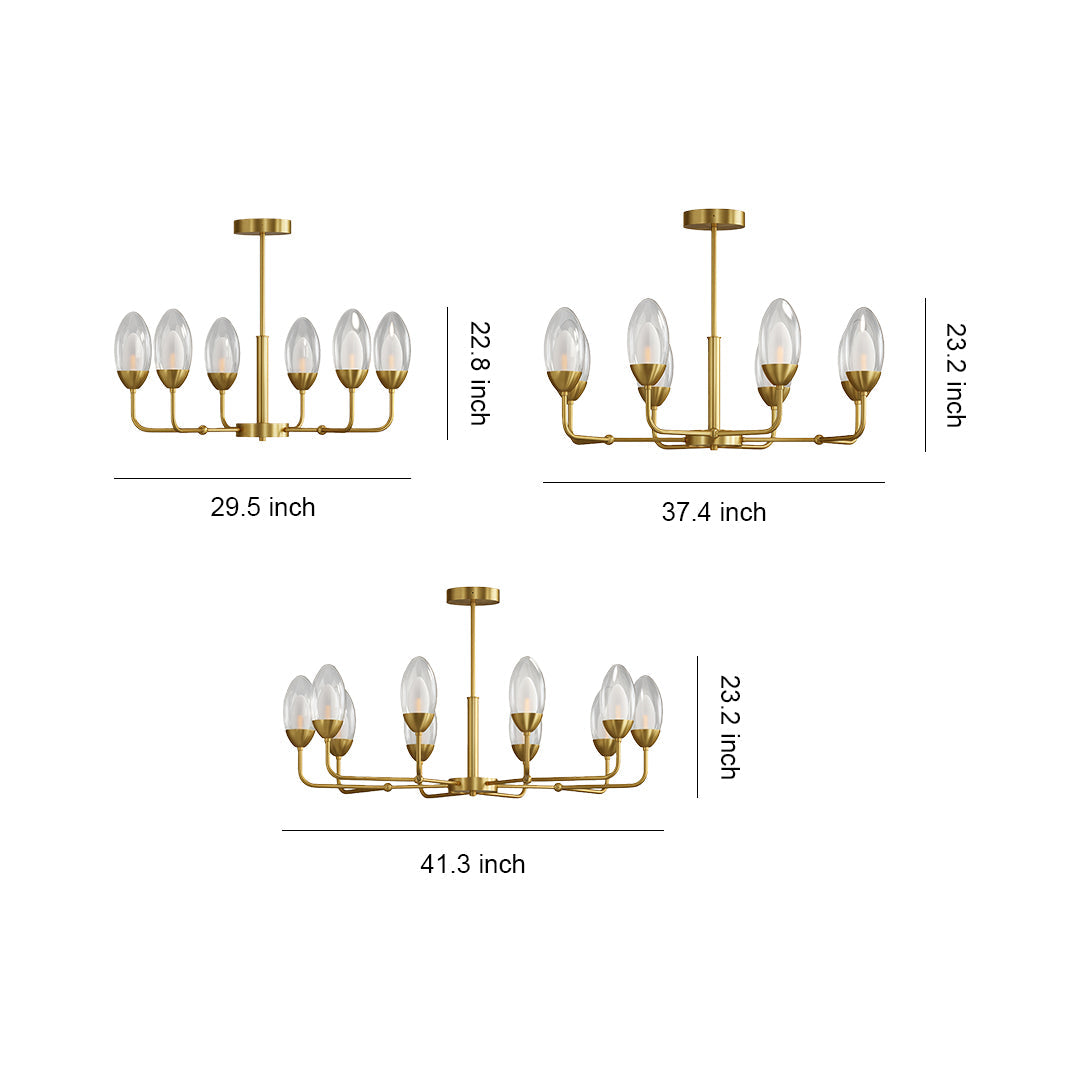 Luxury Copper Minimalist Chandelier - Modern Ceiling Light