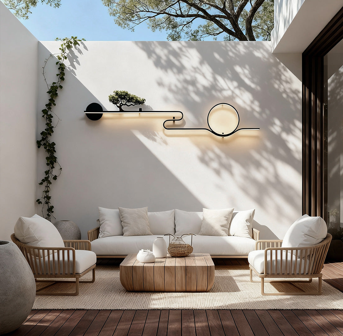Premium Retro LED Outdoor Wall Sconce - Waterproof Tree Landscape Design