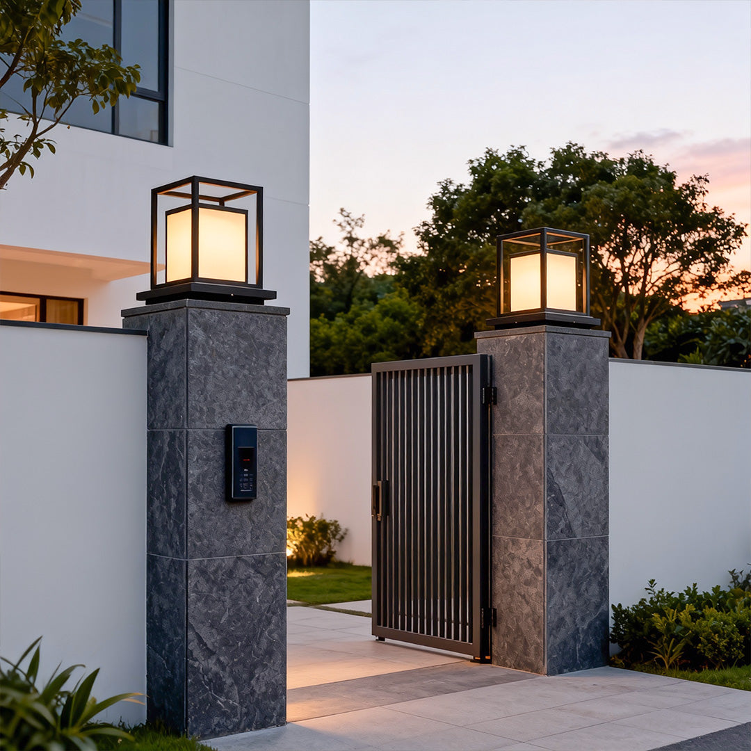 Modern Waterproof LED Black Outdoor Wall Pillar Light