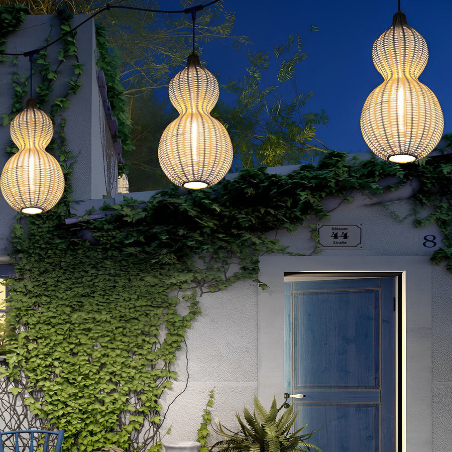 Premium Woven Rattan Gourd Pendant Light