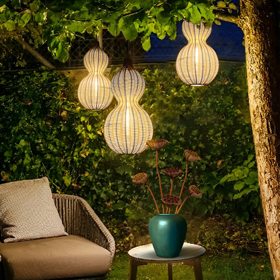 Premium Woven Rattan Gourd Pendant Light