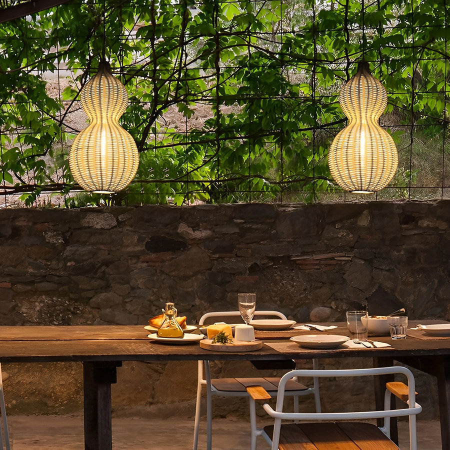Premium Woven Rattan Gourd Pendant Light