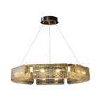 Luxury Rectangular Glass Chandelier with Brass Ceiling Fixture