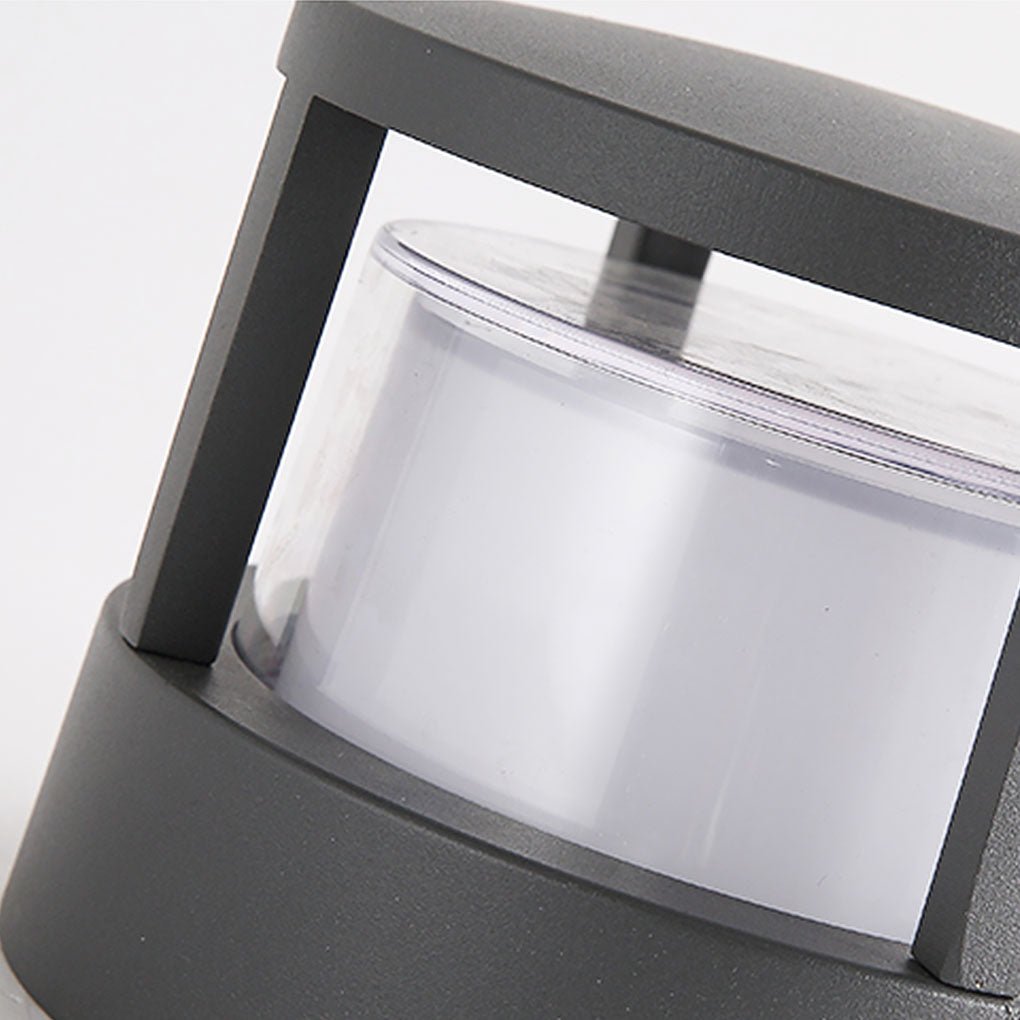 Premium Modern Round Outdoor Post Light with Double-Layered Lampshade