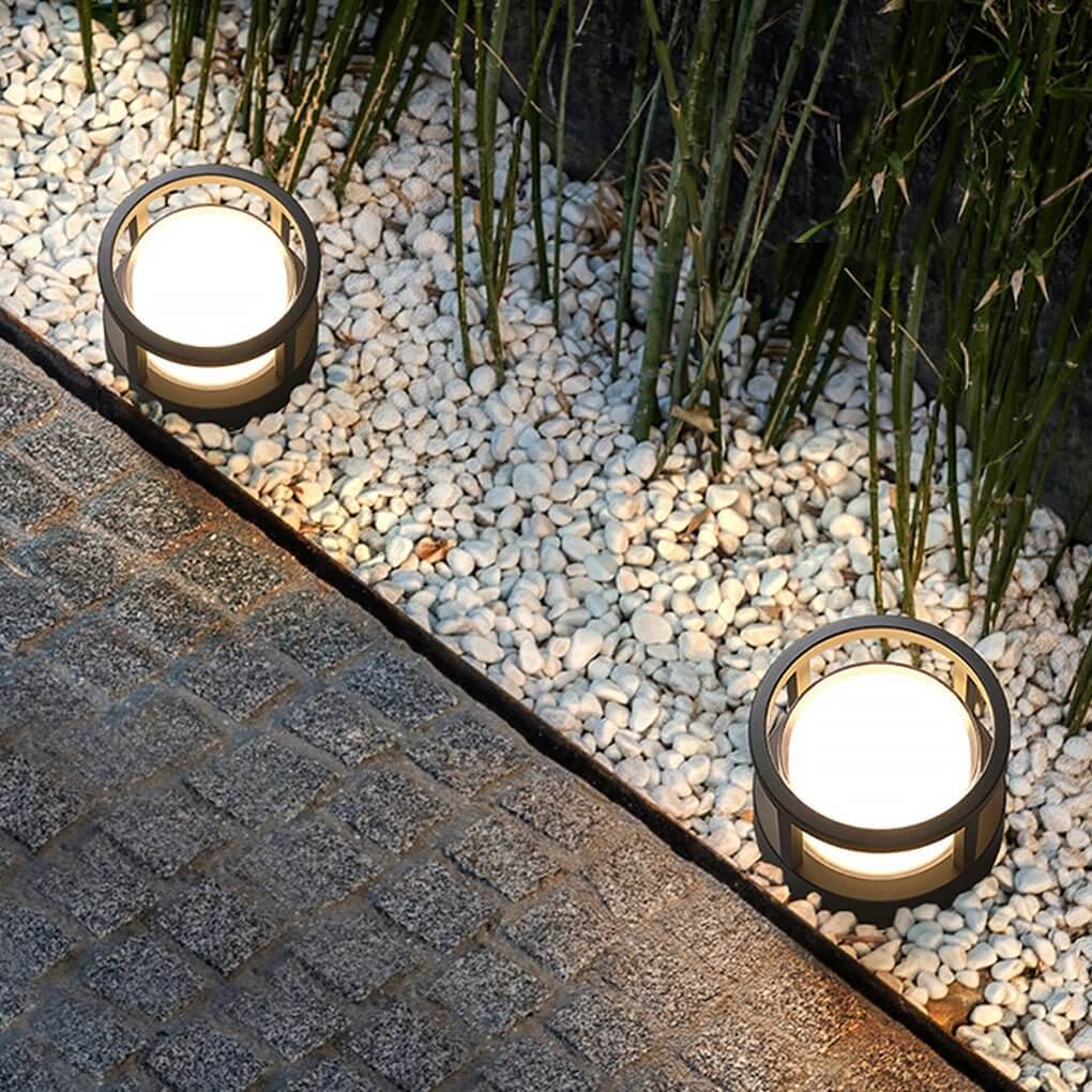 Premium Modern Round Outdoor Post Light with Double-Layered Lampshade