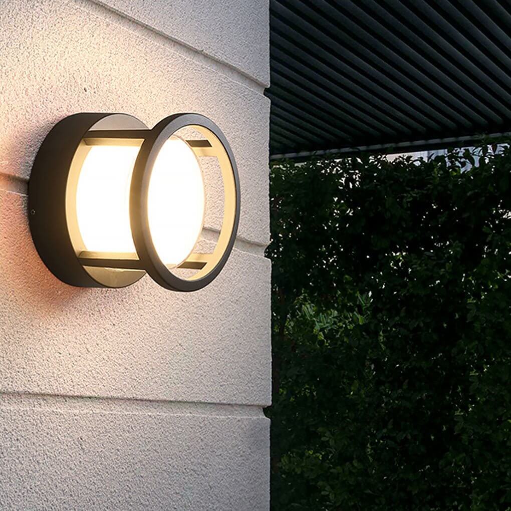 Premium Modern Round Outdoor Post Light with Double-Layered Lampshade