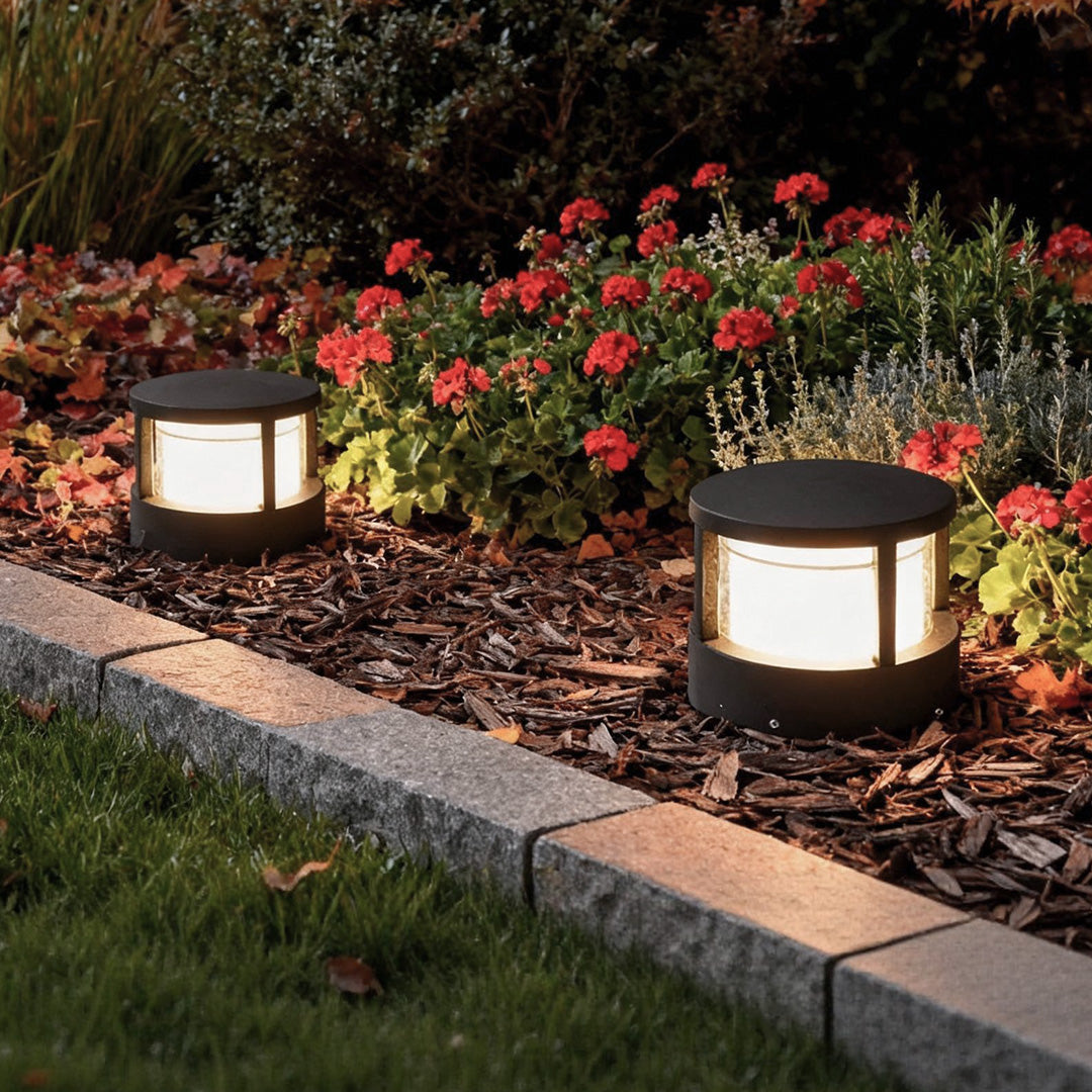 Premium Modern Round Outdoor Post Light with Double-Layered Lampshade