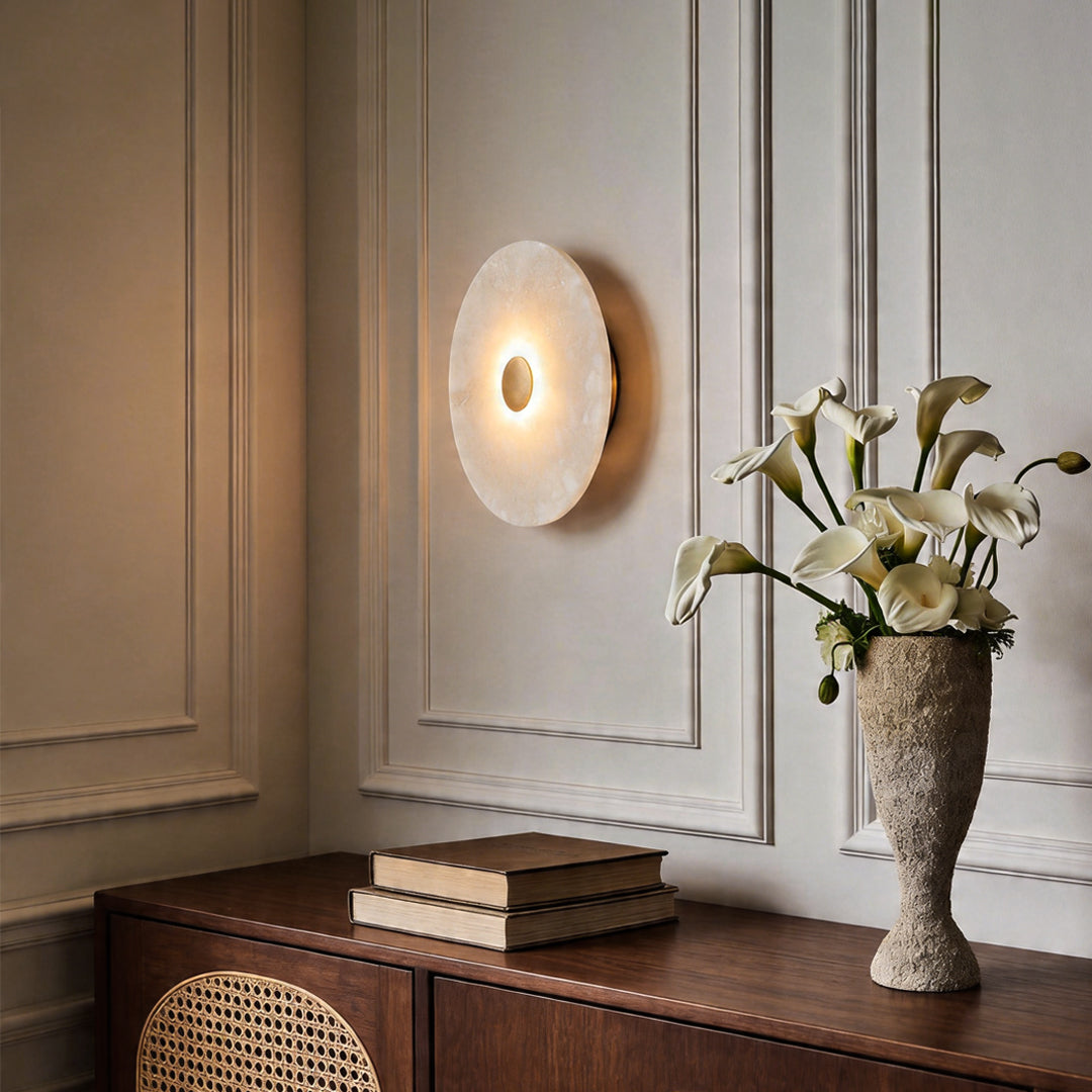 Nordic Luxury Round Natural Marble Wall Light