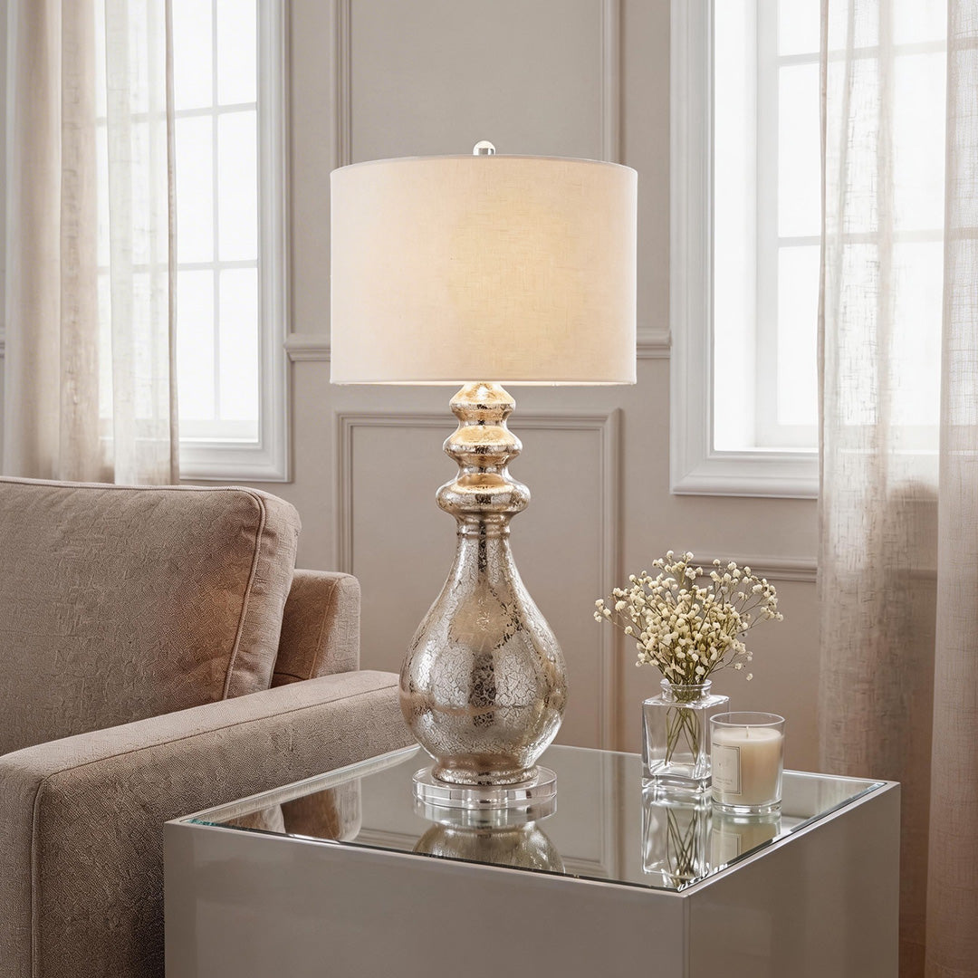 Polished Silver Modern Table Lamp - Unique Home Decor Accent