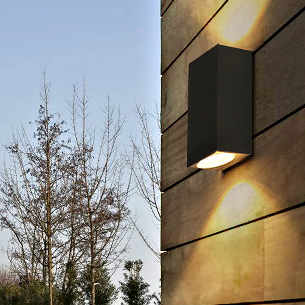 Rectangular Waterproof Outdoor Wall Lights - Up and Down Illumination