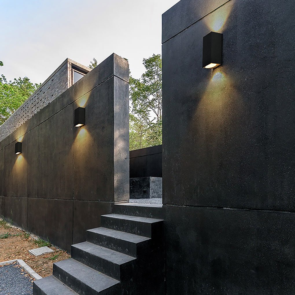 Rectangular Waterproof Outdoor Wall Lights - Up and Down Illumination