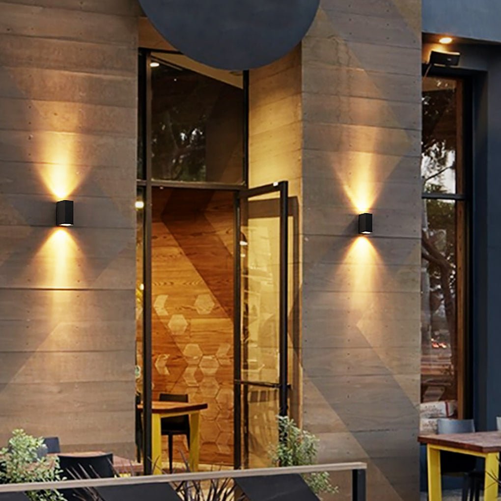 Rectangular Waterproof Outdoor Wall Lights - Up and Down Illumination