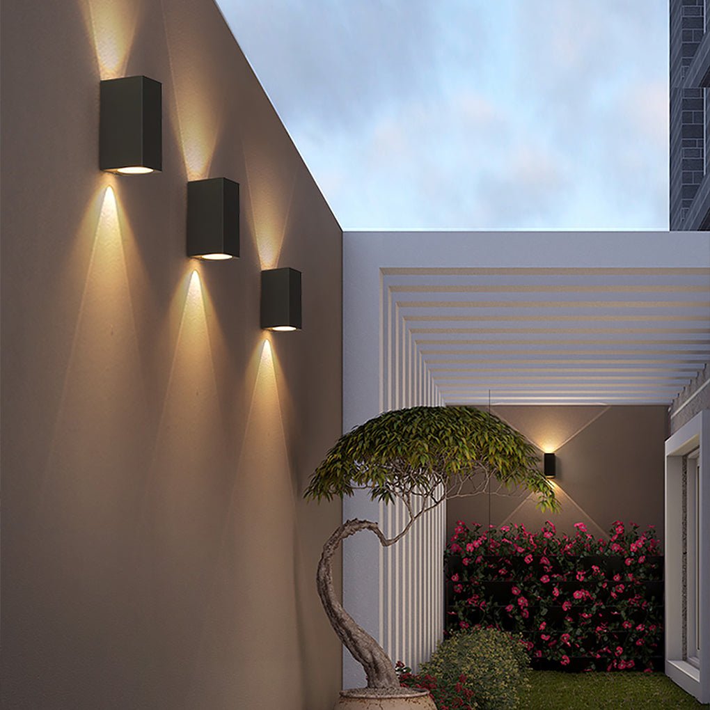 Rectangular Waterproof Outdoor Wall Lights - Up and Down Illumination