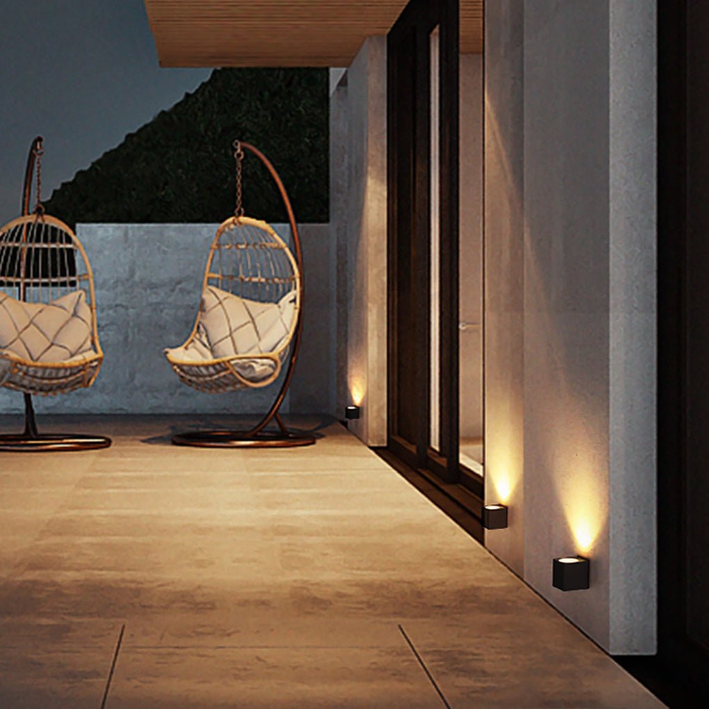 Rectangular Waterproof Outdoor Wall Lights - Up and Down Illumination