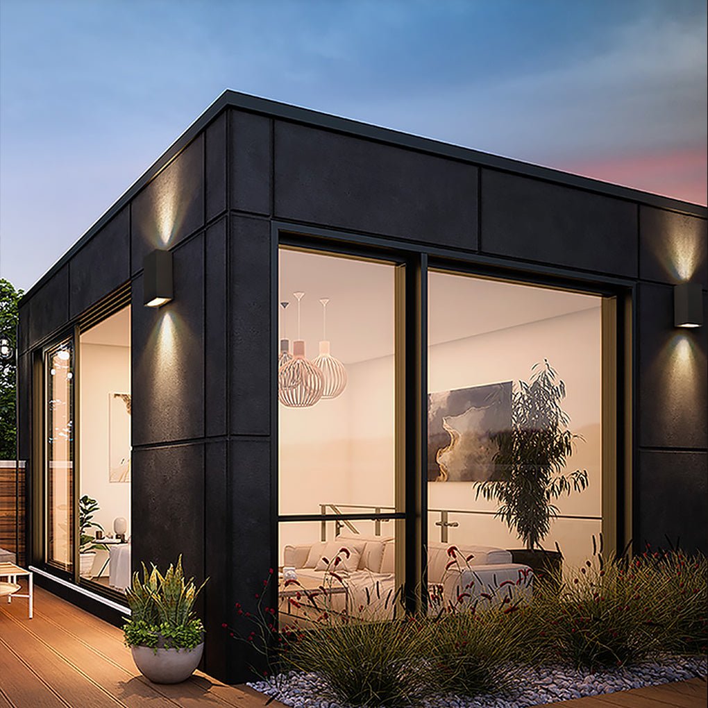 Rectangular Waterproof Outdoor Wall Lights - Up and Down Illumination