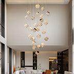 Crystal Cube Chandelier Ceiling Light for Stairs
