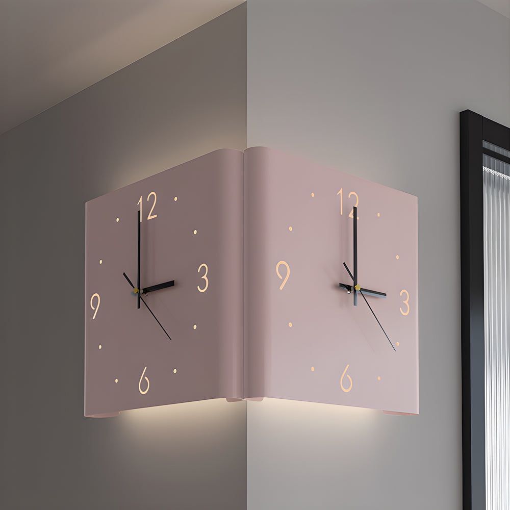 Modern Square Backlit Metal Wall Clock Lamp