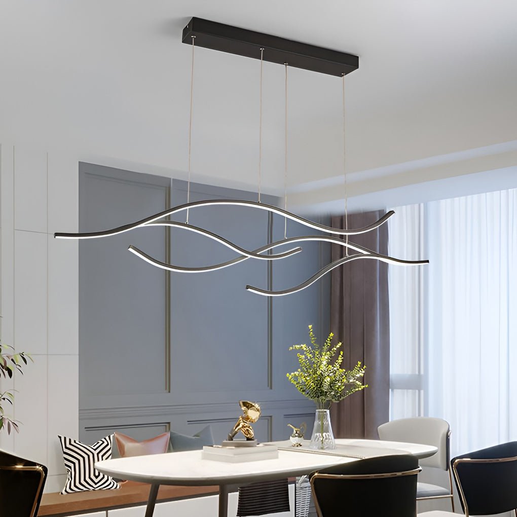 Wavy Curved LED Pendant Light - Modern Metal Ceiling Fixture