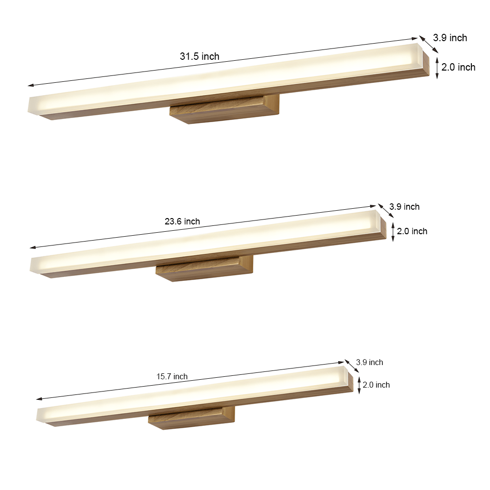Contemporary Wooden LED Wall-Mount Vanity Light for Bathrooms