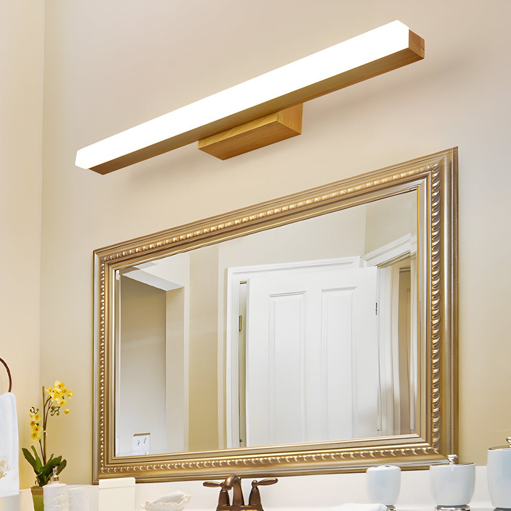 Contemporary Wooden LED Wall-Mount Vanity Light for Bathrooms