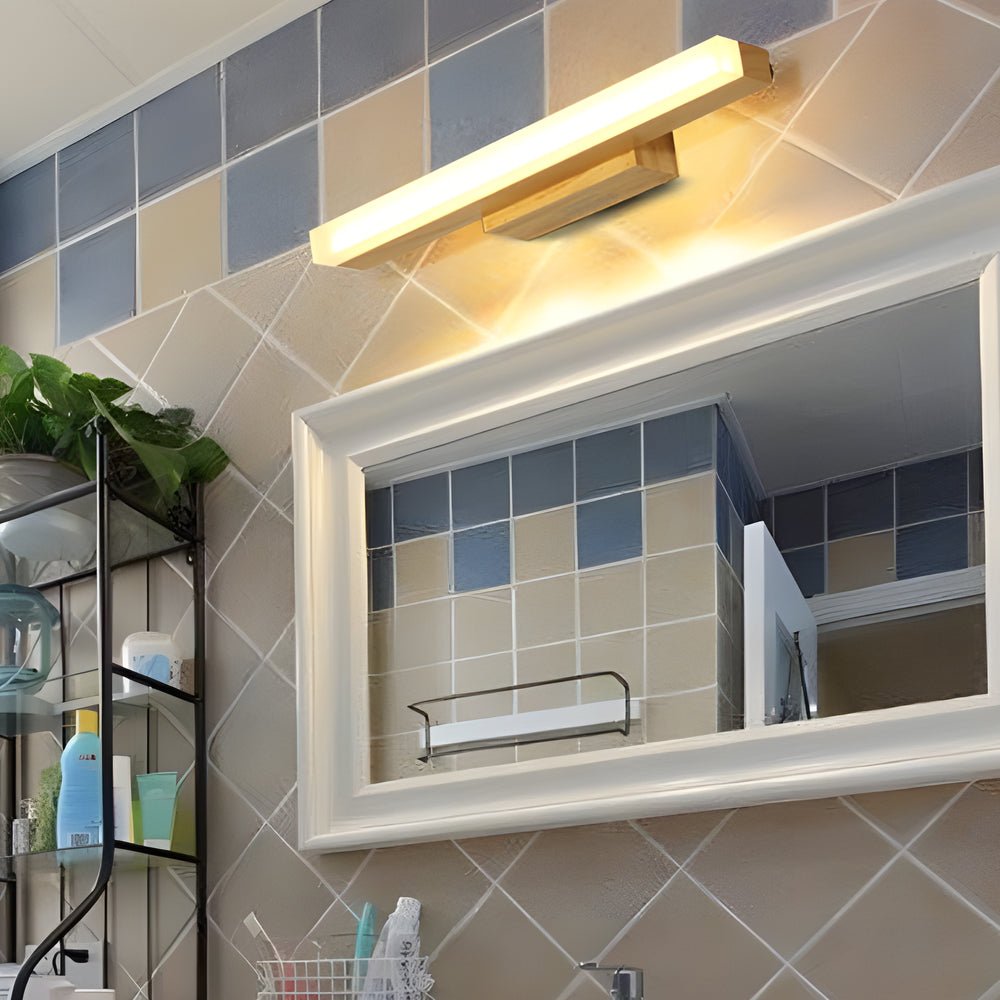 Contemporary Wooden LED Wall-Mount Vanity Light for Bathrooms