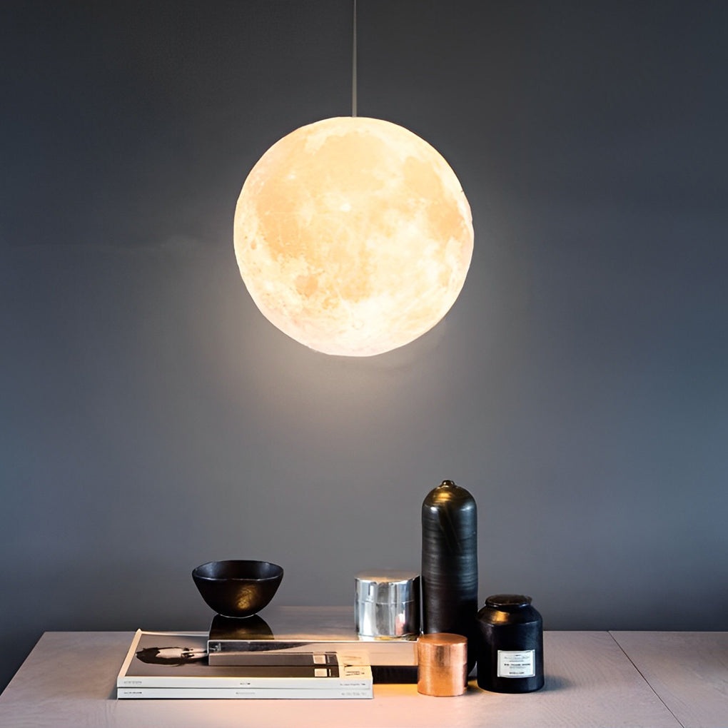 Crescent Moon Globe Pendant Light - White Ceiling Fixture