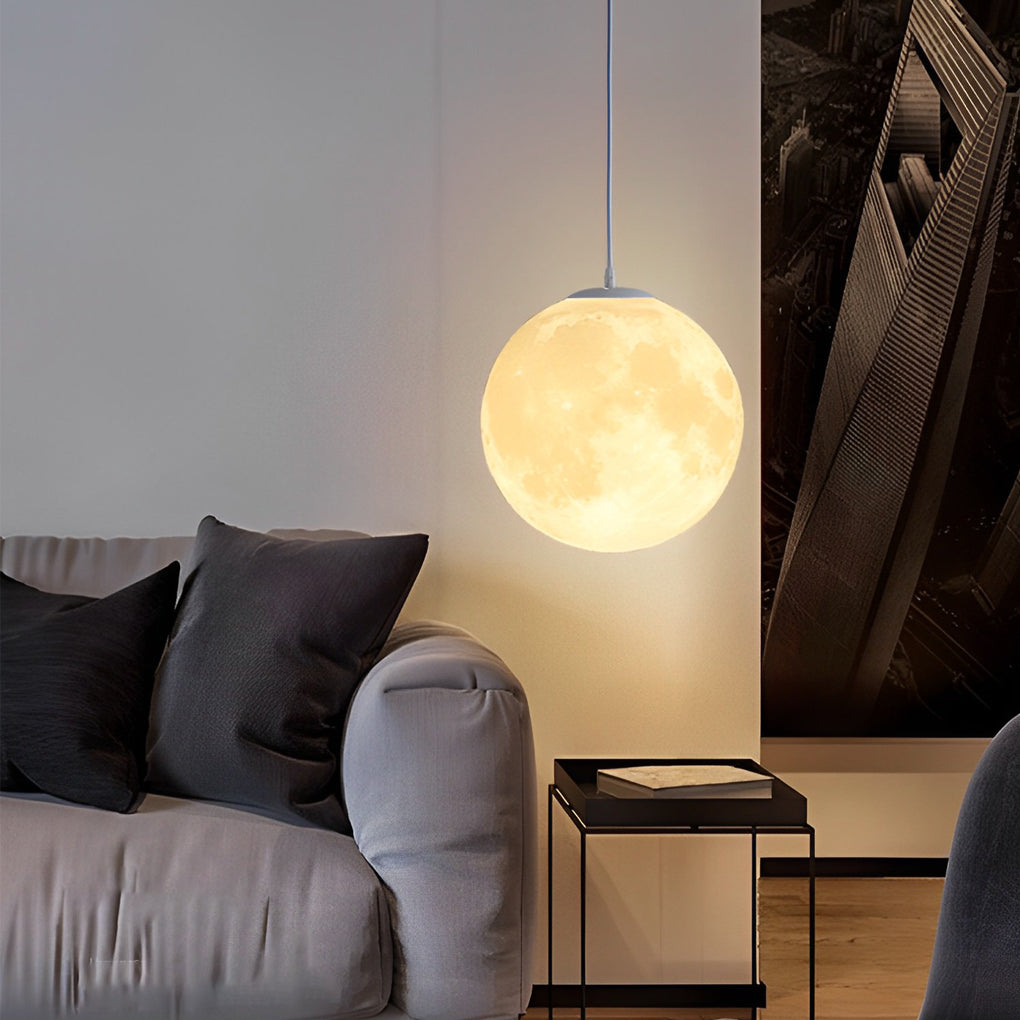 Crescent Moon Globe Pendant Light - White Ceiling Fixture