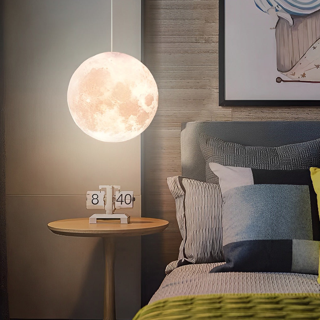 Crescent Moon Globe Pendant Light - White Ceiling Fixture